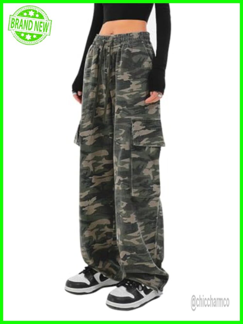 Cargo Pants Women Baggy High Waisted Drawstring Wide Leg Streetwear Y2K